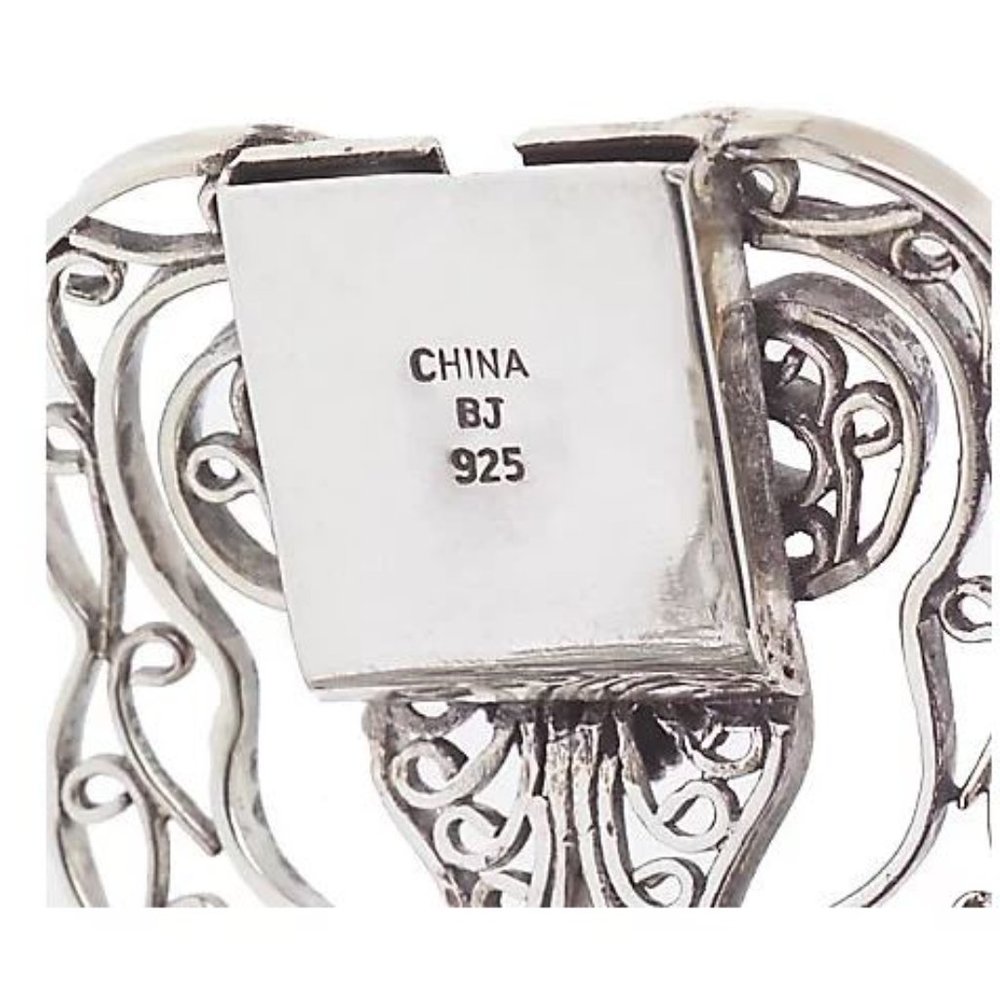 QVC Artisan Crafted Sterling Silver Lapis Filigree Bangle Bracelet - Picture 3 of 10